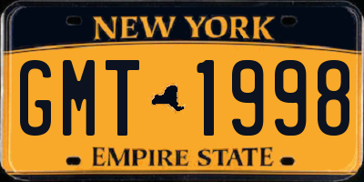 NY license plate GMT1998
