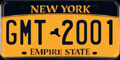 NY license plate GMT2001