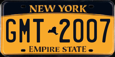 NY license plate GMT2007