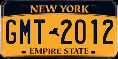NY license plate GMT2012