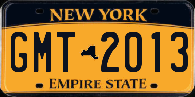 NY license plate GMT2013