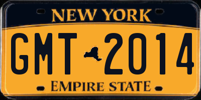 NY license plate GMT2014