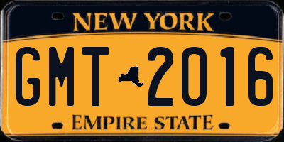 NY license plate GMT2016