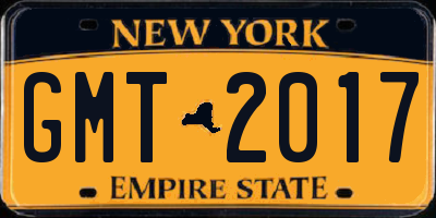 NY license plate GMT2017