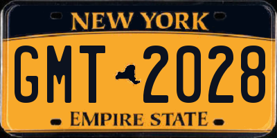 NY license plate GMT2028