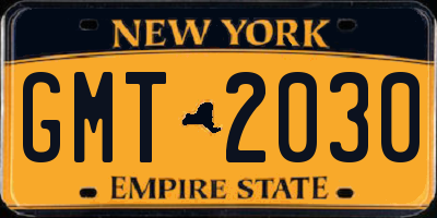 NY license plate GMT2030