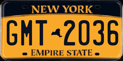 NY license plate GMT2036