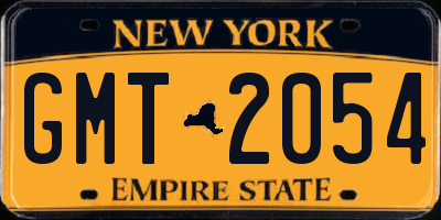 NY license plate GMT2054