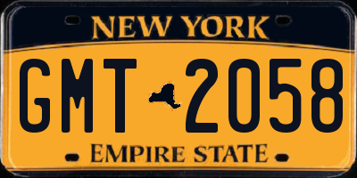NY license plate GMT2058