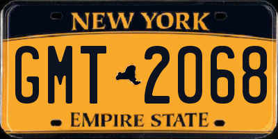 NY license plate GMT2068