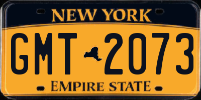 NY license plate GMT2073