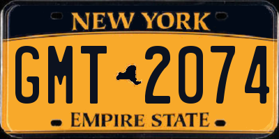 NY license plate GMT2074