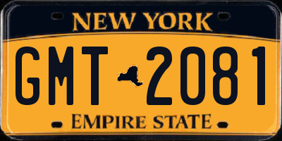 NY license plate GMT2081