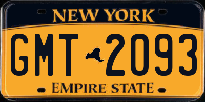 NY license plate GMT2093