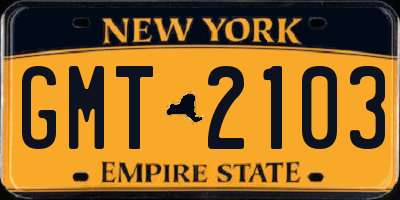 NY license plate GMT2103