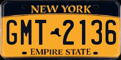 NY license plate GMT2136