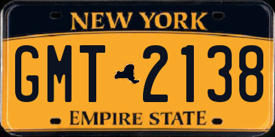 NY license plate GMT2138