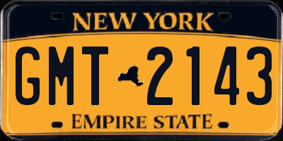NY license plate GMT2143