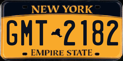 NY license plate GMT2182