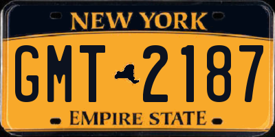 NY license plate GMT2187