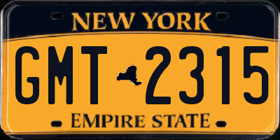 NY license plate GMT2315