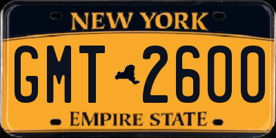 NY license plate GMT2600