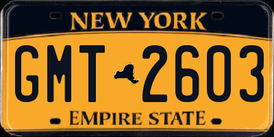 NY license plate GMT2603