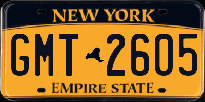 NY license plate GMT2605