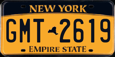 NY license plate GMT2619