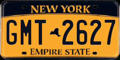 NY license plate GMT2627
