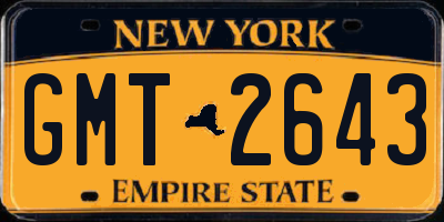 NY license plate GMT2643