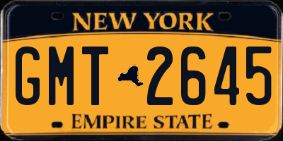 NY license plate GMT2645