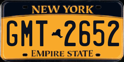 NY license plate GMT2652
