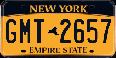 NY license plate GMT2657