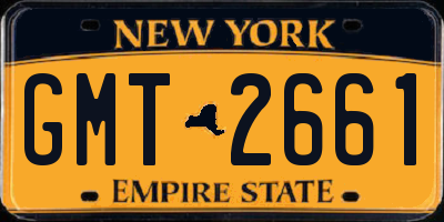 NY license plate GMT2661