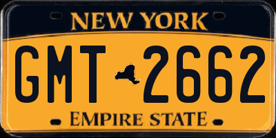 NY license plate GMT2662