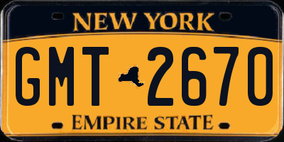 NY license plate GMT2670