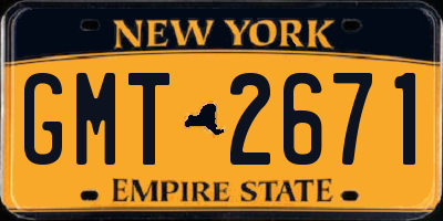 NY license plate GMT2671