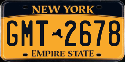 NY license plate GMT2678