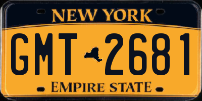 NY license plate GMT2681