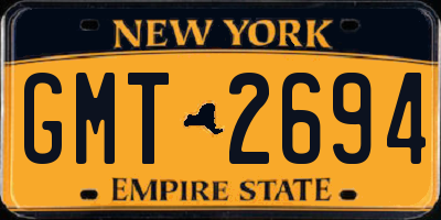 NY license plate GMT2694