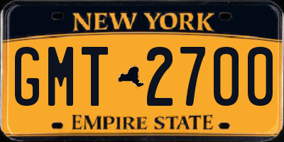 NY license plate GMT2700