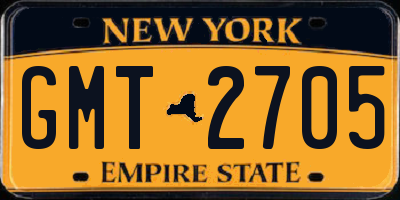 NY license plate GMT2705