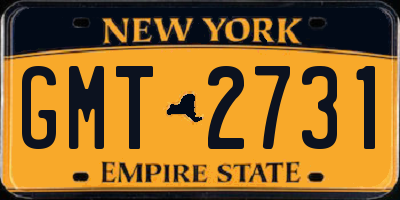 NY license plate GMT2731