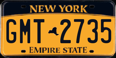 NY license plate GMT2735