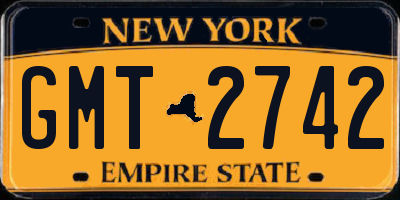 NY license plate GMT2742