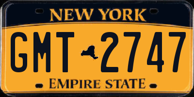 NY license plate GMT2747