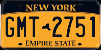 NY license plate GMT2751