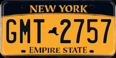 NY license plate GMT2757