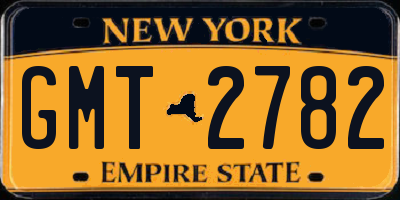 NY license plate GMT2782